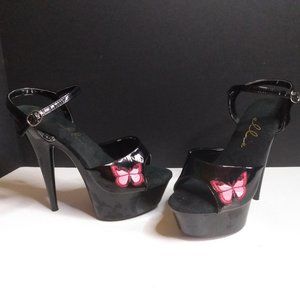 Ellie pointed stiletto heels size 7 butterfly embordered design 6" tall